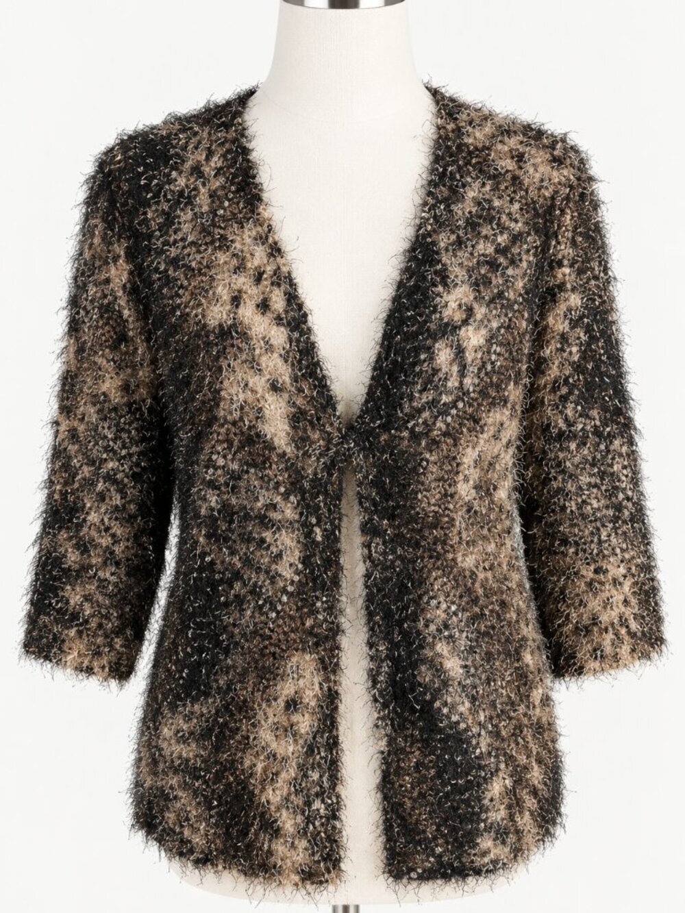 MLLE GABRIELLE Women's Animal Print Cardigan size 14 Metallic Black & Gold NEW
